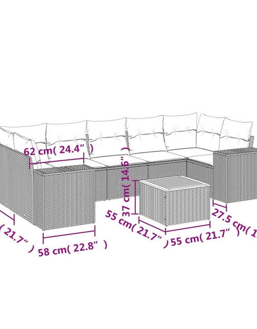 Încărcați imaginea în vizualizatorul Galerie, Set canapele de grădină, 8 piese, cu perne, bej, poliratan
