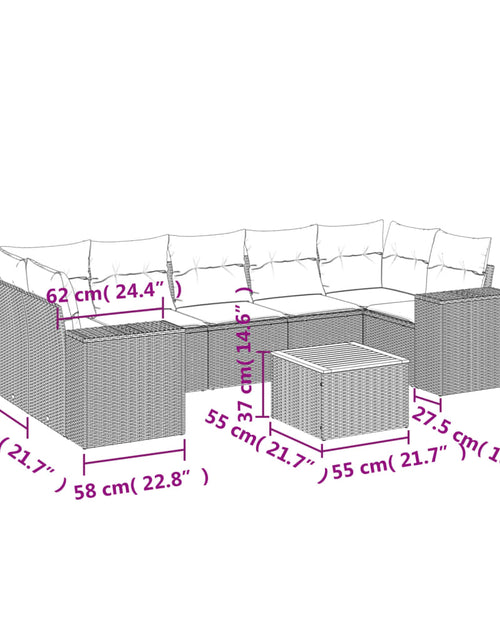 Încărcați imaginea în vizualizatorul Galerie, Set canapele de grădină cu perne, 8 piese, gri, poliratan
