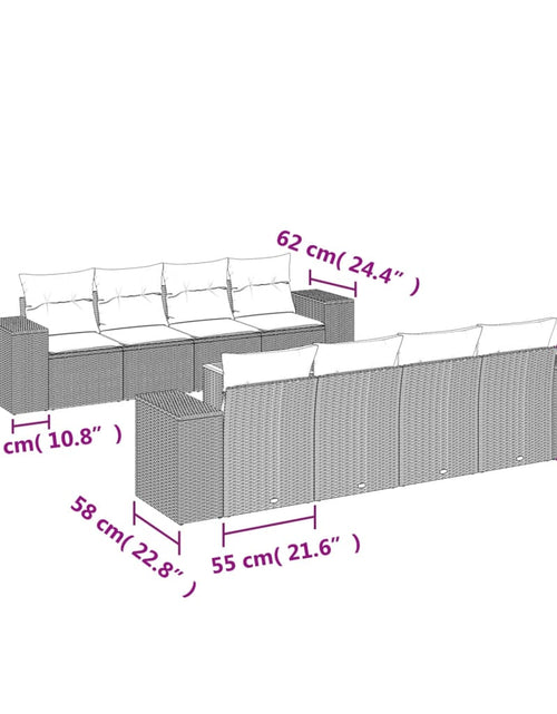 Загрузите изображение в средство просмотра галереи, Set canapele de grădină, 9 piese, cu perne, bej, poliratan
