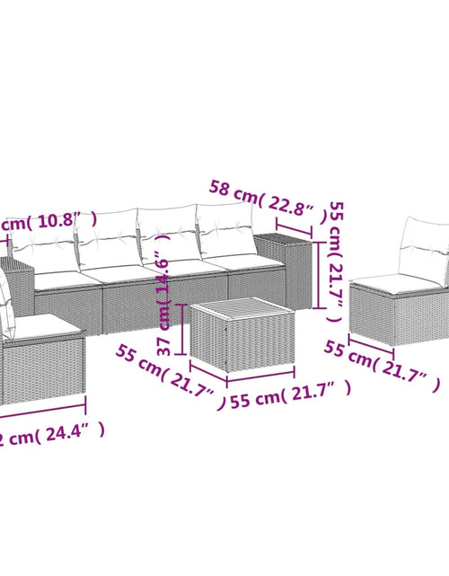 Încărcați imaginea în vizualizatorul Galerie, Set canapele de grădină, 7 piese, cu perne, bej, poliratan
