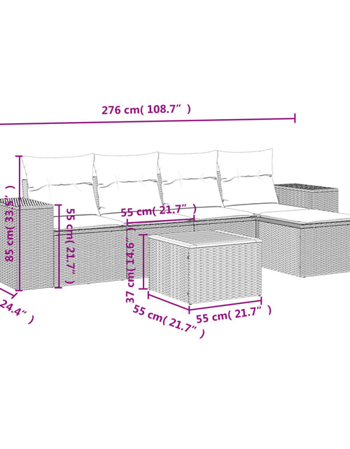Загрузите изображение в средство просмотра галереи, Set canapele de grădină cu perne, 6 piese, bej, poliratan
