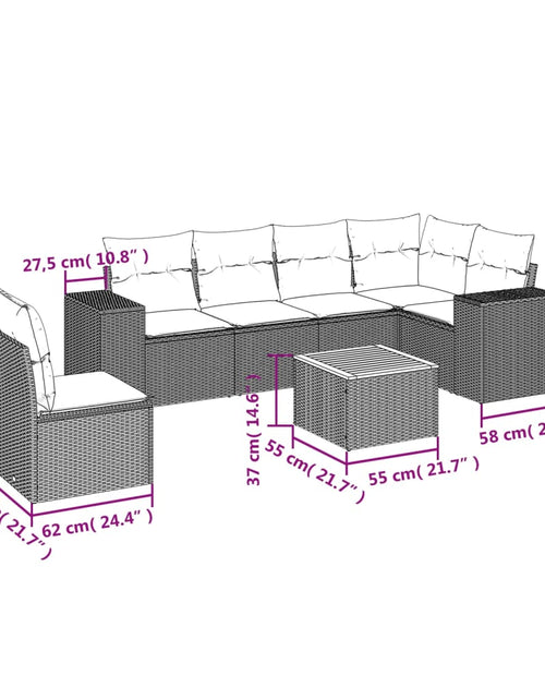 Загрузите изображение в средство просмотра галереи, Set canapele de grădină, 7 piese, cu perne, bej, poliratan
