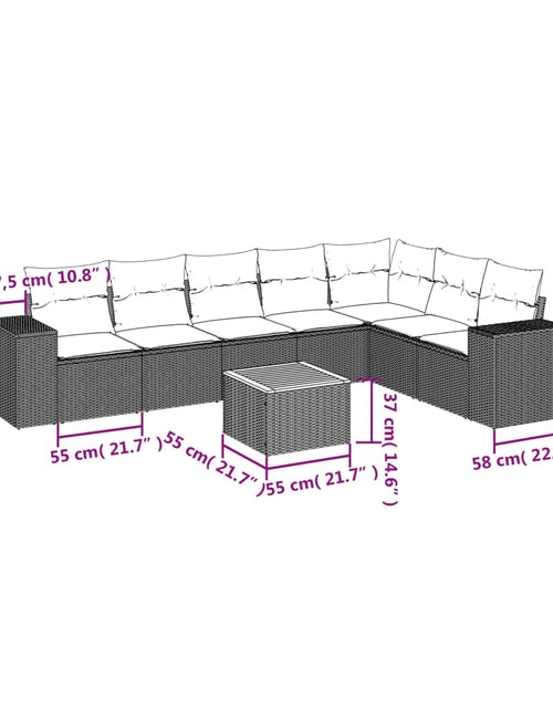 Încărcați imaginea în vizualizatorul Galerie, Set canapele de grădină, 8 piese, cu perne, bej, poliratan
