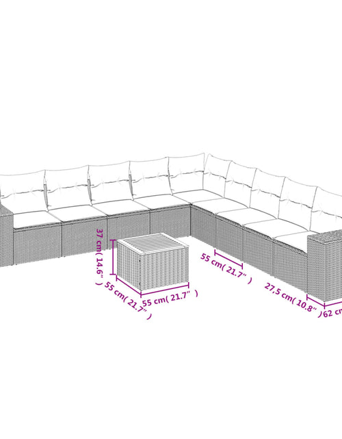 Загрузите изображение в средство просмотра галереи, Set canapele de grădină cu perne, 10 piese, bej, poliratan
