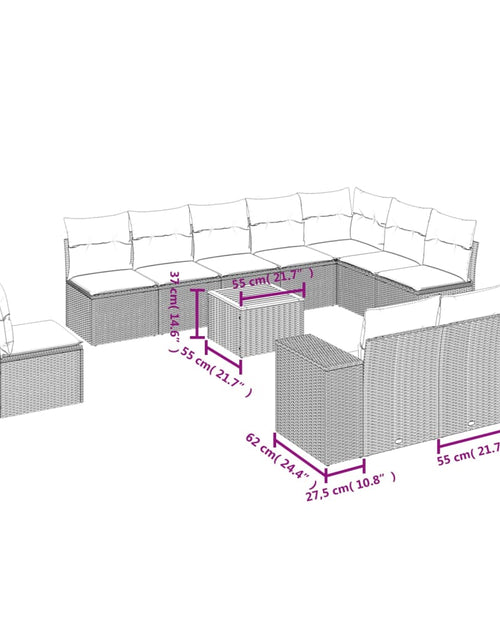Загрузите изображение в средство просмотра галереи, Set canapele de grădină cu perne, 11 piese, bej, poliratan
