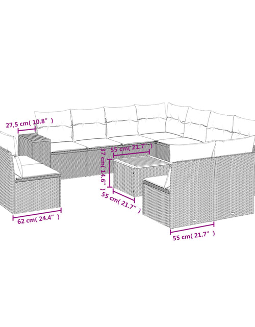 Загрузите изображение в средство просмотра галереи, Set canapele de grădină cu perne, 12 piese, bej, poliratan
