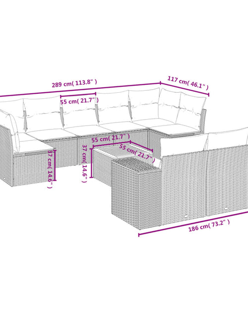 Загрузите изображение в средство просмотра галереи, Set canapele de grădină cu perne, 10 piese, bej, poliratan
