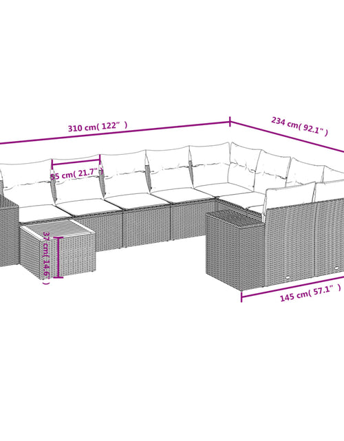 Încărcați imaginea în vizualizatorul Galerie, Set canapele de grădină cu perne, 10 piese, bej, poliratan
