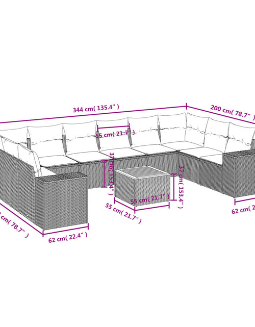 Încărcați imaginea în vizualizatorul Galerie, Set canapele de grădină cu perne, 11 piese, bej, poliratan
