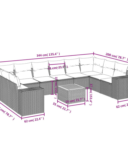 Încărcați imaginea în vizualizatorul Galerie, Set canapele de grădină cu perne, 11 piese, bej, poliratan
