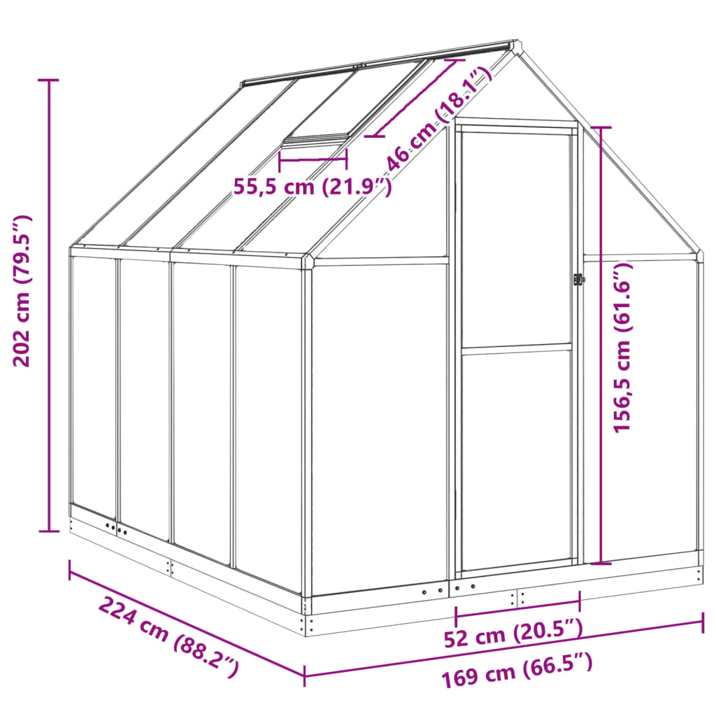 Sere cu cadru de bază, antracit, 224x169x202 cm, aluminiu