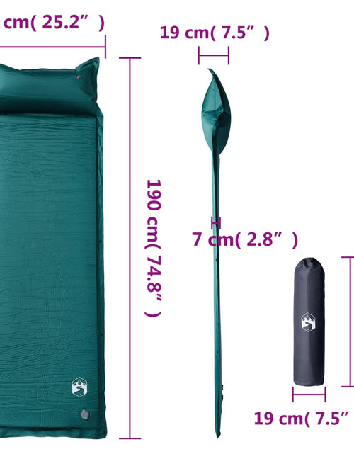 Загрузите изображение в средство просмотра галереи, Saltea camping auto-gonflabilă, cu pernă, 1 persoană, verde
