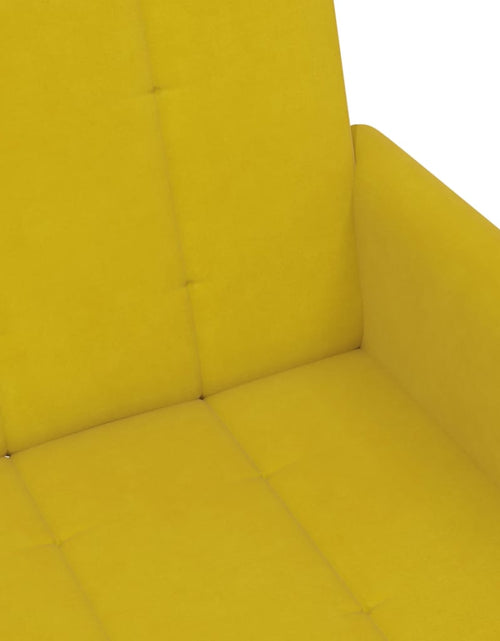 Încărcați imaginea în vizualizatorul Galerie, Canapea extensibilă cu taburet, 2 locuri, galben, catifea
