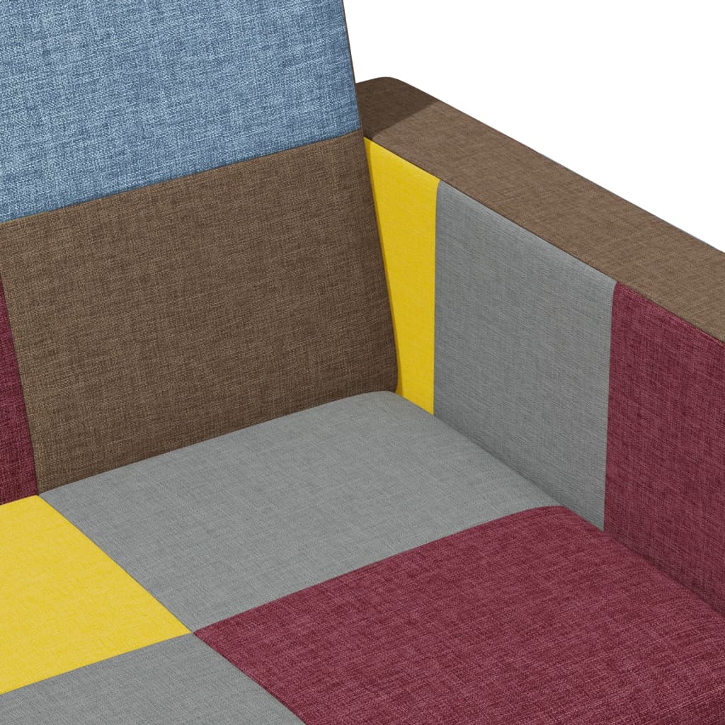 Canapea extensibilă cu taburet, 2 locuri, petice, textil