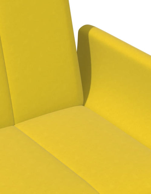 Încărcați imaginea în vizualizatorul Galerie, Canapea extensibilă cu taburet, 2 locuri, galben, catifea
