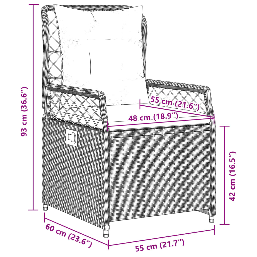 Set mobilier de grădină cu perne, 3 piese, negru, poliratan