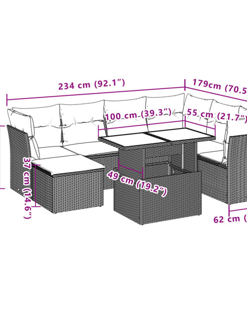 Загрузите изображение в средство просмотра галереи, Set mobilier de grădină cu perne, 8 piese, negru, poliratan
