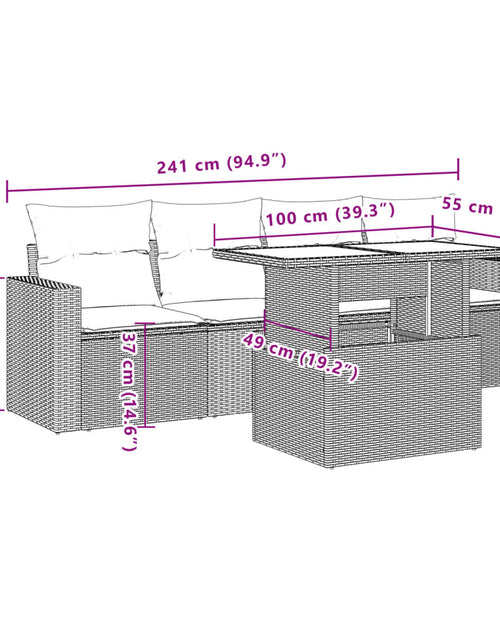 Загрузите изображение в средство просмотра галереи, Set canapele de grădină cu perne, 5 piese, bej, poliratan
