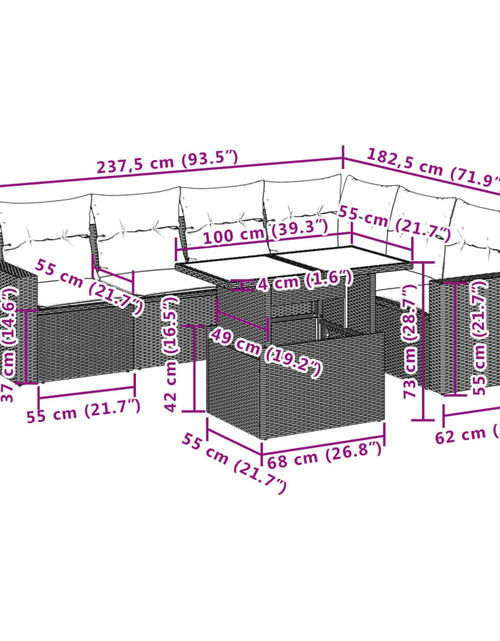 Încărcați imaginea în vizualizatorul Galerie, Set canapele de grădină, 7 piese, cu perne, bej, poliratan
