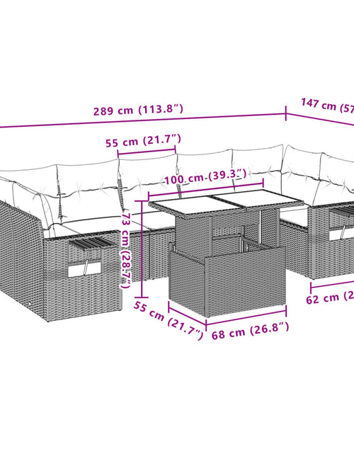 Загрузите изображение в средство просмотра галереи, Set mobilier de grădină cu perne, 8 piese, negru, poliratan
