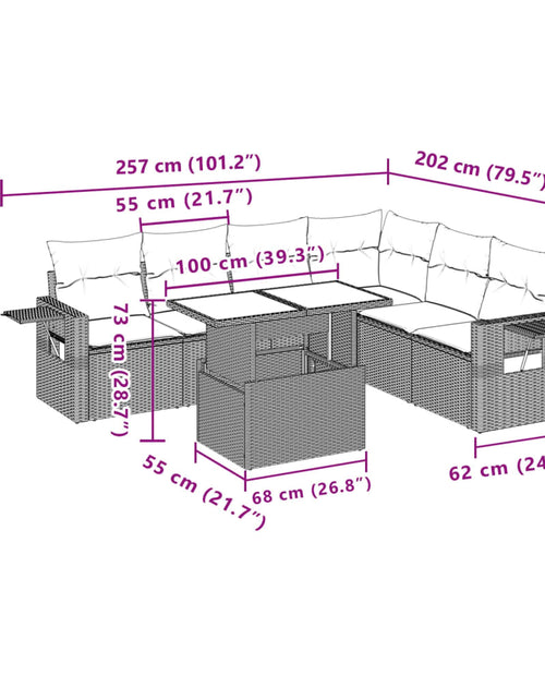 Загрузите изображение в средство просмотра галереи, Set canapele de grădină, 7 piese, cu perne, bej, poliratan
