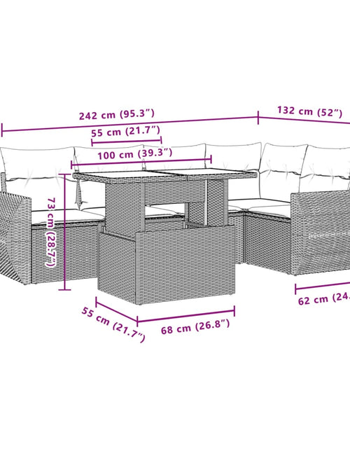 Загрузите изображение в средство просмотра галереи, Set canapele de grădină cu perne, 6 piese, bej, poliratan
