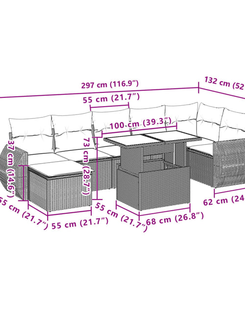 Încărcați imaginea în vizualizatorul Galerie, Set mobilier de grădină cu perne, 8 piese, negru, poliratan
