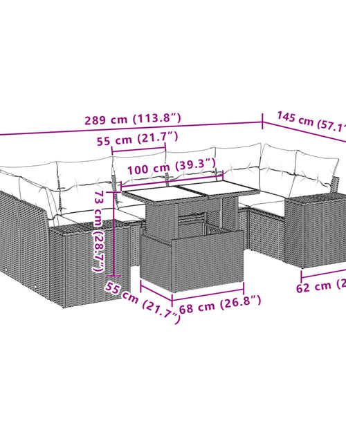 Загрузите изображение в средство просмотра галереи, Set mobilier de grădină cu perne, 8 piese, negru, poliratan
