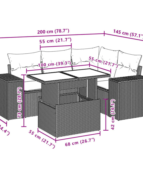 Загрузите изображение в средство просмотра галереи, Set mobilier de grădină cu perne, 5 piese, negru, poliratan
