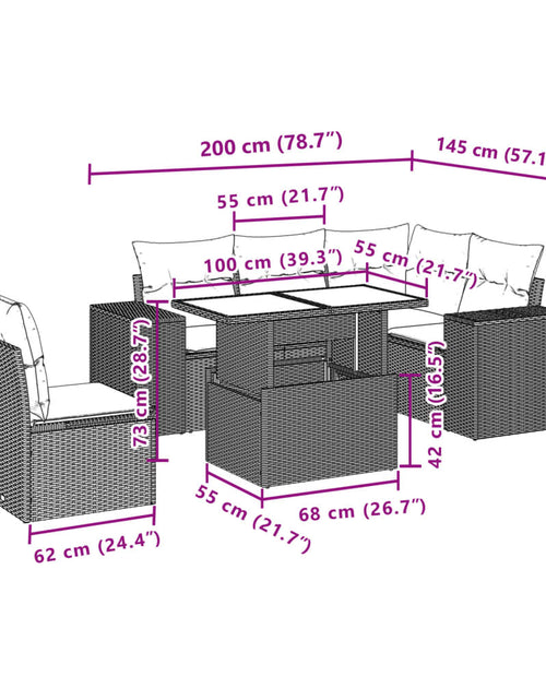 Загрузите изображение в средство просмотра галереи, Set mobilier de grădină cu perne, 6 piese, negru, poliratan
