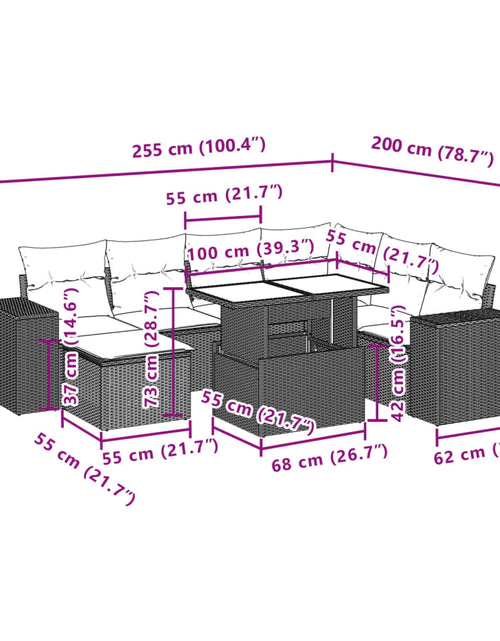 Загрузите изображение в средство просмотра галереи, Set mobilier de grădină cu perne, 8 piese, negru, poliratan
