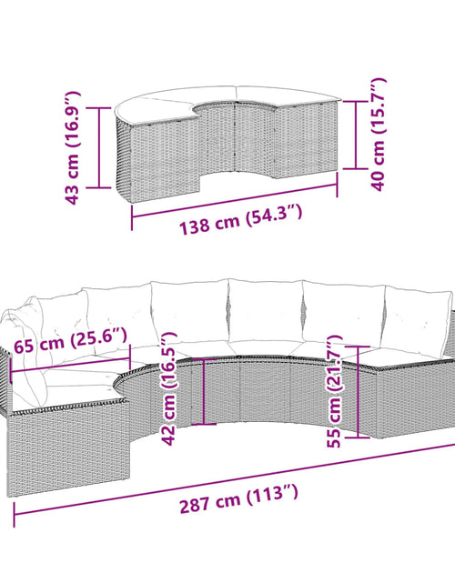 Încărcați imaginea în vizualizatorul Galerie, Set canapea de grădină, 2 piese, semi-rotunde, negru, poliratan
