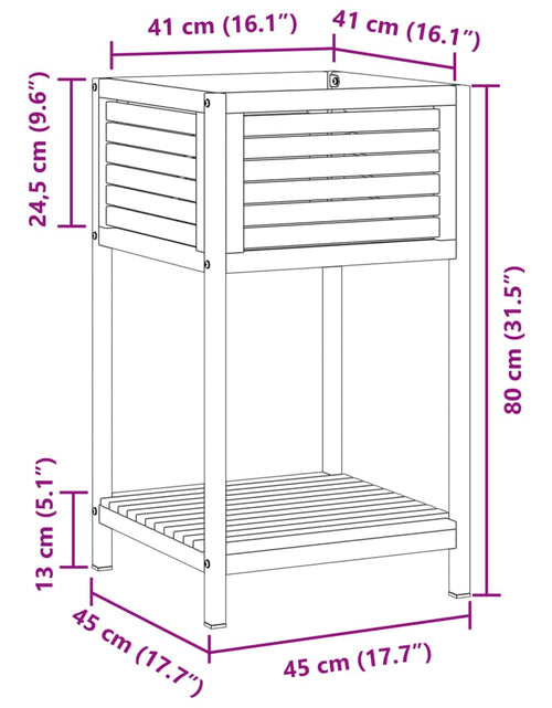 Загрузите изображение в средство просмотра галереи, Jardinieră de grădină cu raft 45x45x80cm lemn masiv acacia/oțel
