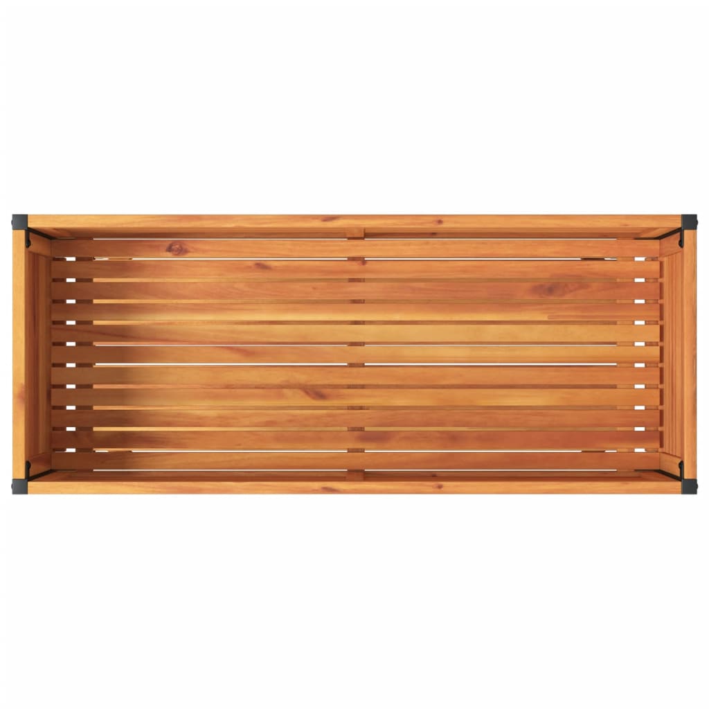 Jardinieră grădină cu raft 110x45x80cm lemn masiv acacia/oțel