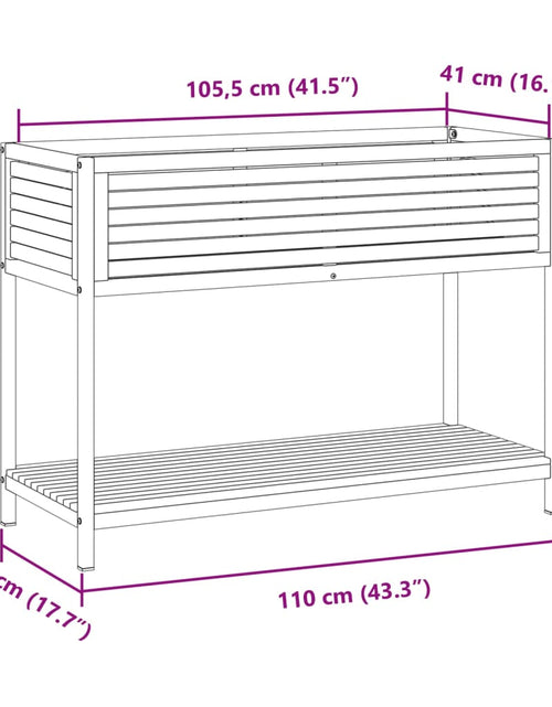 Încărcați imaginea în vizualizatorul Galerie, Jardinieră grădină cu raft 110x45x80cm lemn masiv acacia/oțel
