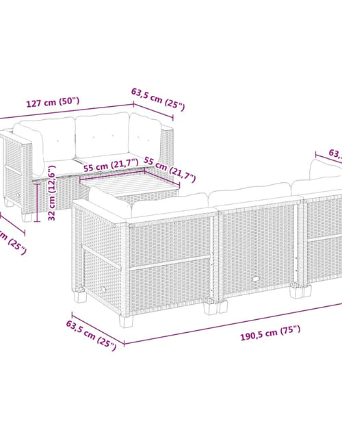 Încărcați imaginea în vizualizatorul Galerie, Set canapele de grădină cu perne, 6 piese, bej, poliratan
