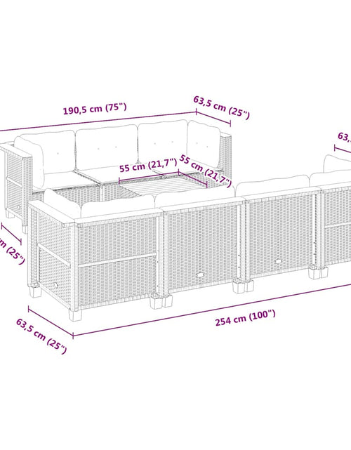 Încărcați imaginea în vizualizatorul Galerie, Set canapele de grădină, 8 piese, cu perne, bej, poliratan
