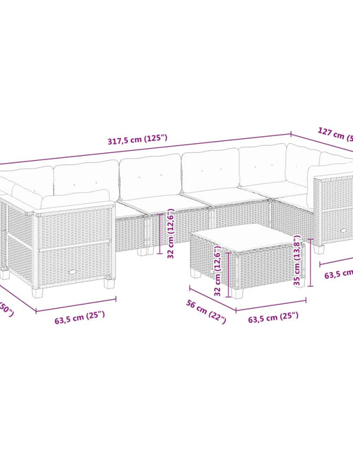 Încărcați imaginea în vizualizatorul Galerie, Set canapele de grădină, 8 piese, cu perne, bej, poliratan
