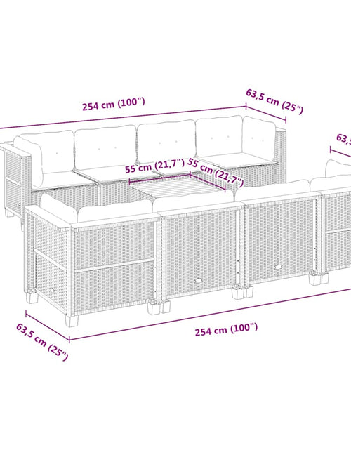 Încărcați imaginea în vizualizatorul Galerie, Set canapele de grădină, 9 piese, cu perne, bej, poliratan
