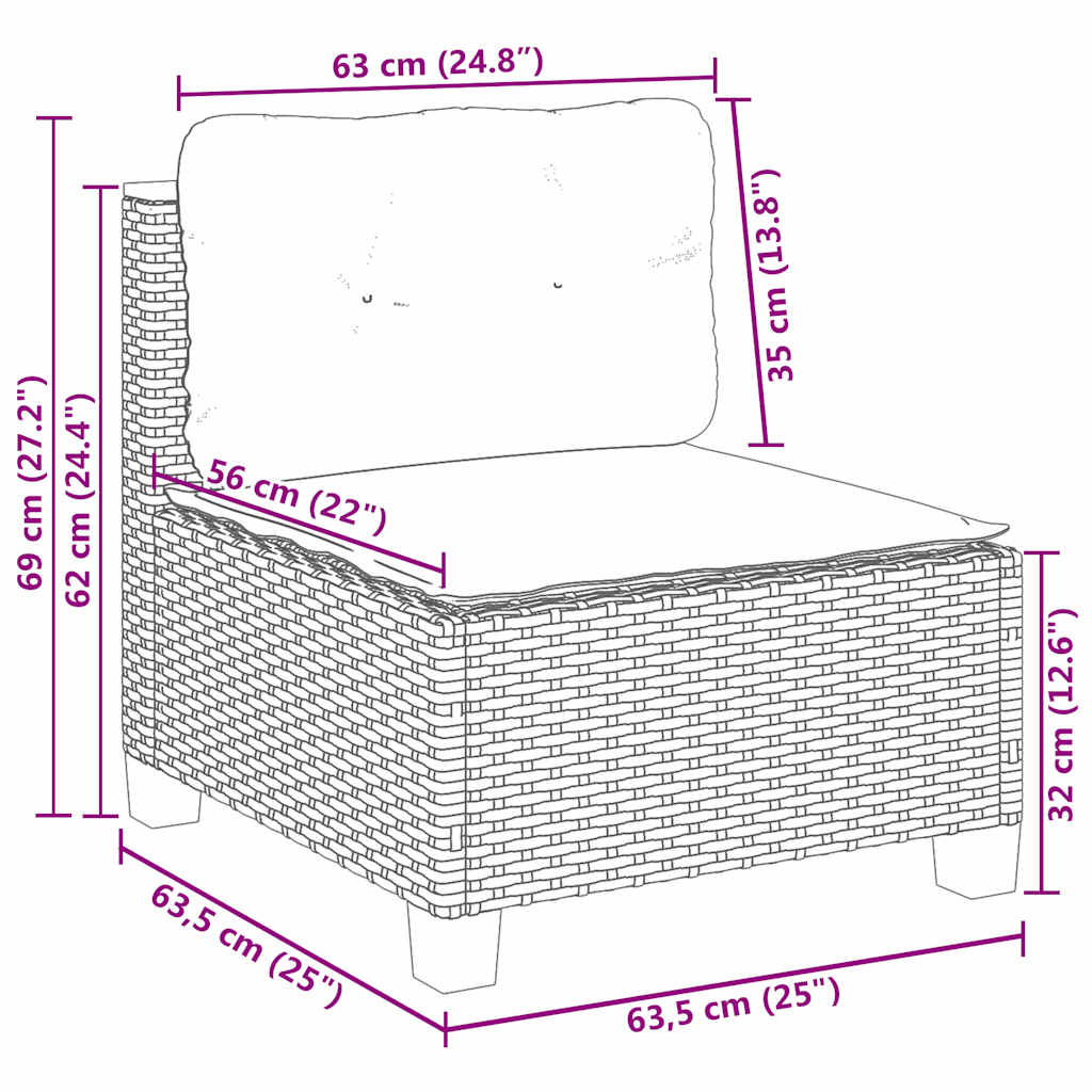 Set canapele de grădină, 9 piese, cu perne, bej, poliratan