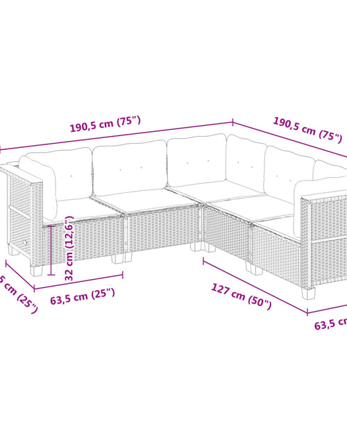 Încărcați imaginea în vizualizatorul Galerie, Set canapele de grădină cu perne, 5 piese, bej, poliratan
