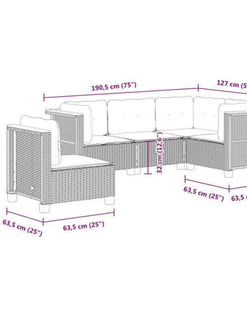 Încărcați imaginea în vizualizatorul Galerie, Set canapele de grădină cu perne, 5 piese, bej, poliratan
