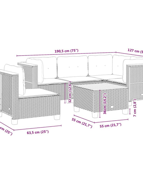 Încărcați imaginea în vizualizatorul Galerie, Set canapele de grădină cu perne, 6 piese, bej, poliratan
