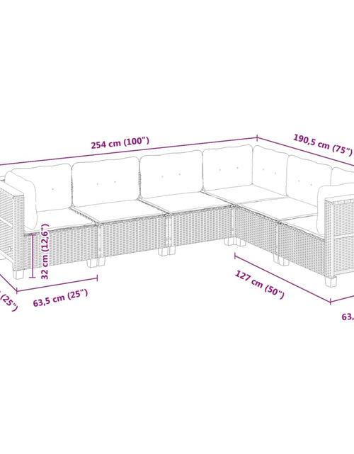 Încărcați imaginea în vizualizatorul Galerie, Set canapele de grădină cu perne, 6 piese, bej, poliratan
