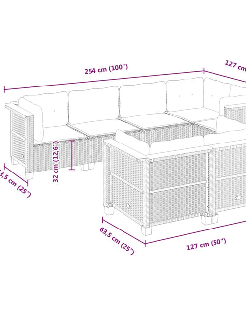 Încărcați imaginea în vizualizatorul Galerie, Set canapele de grădină, 7 piese, cu perne, bej, poliratan
