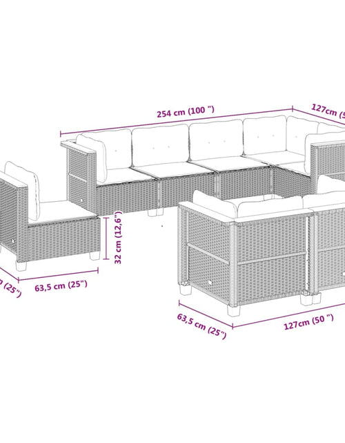 Încărcați imaginea în vizualizatorul Galerie, Set canapele de grădină, 8 piese, cu perne, bej, poliratan
