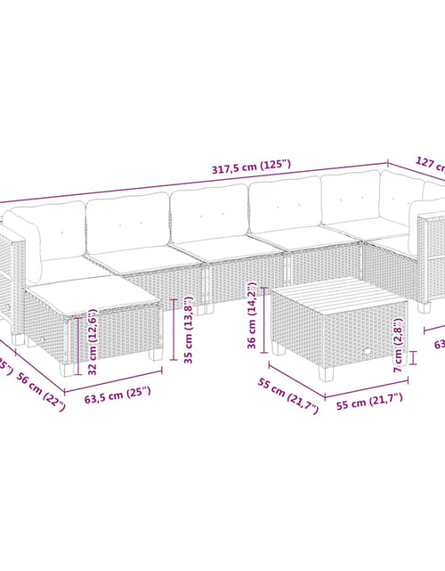 Încărcați imaginea în vizualizatorul Galerie, Set canapele de grădină, 8 piese, cu perne, bej, poliratan
