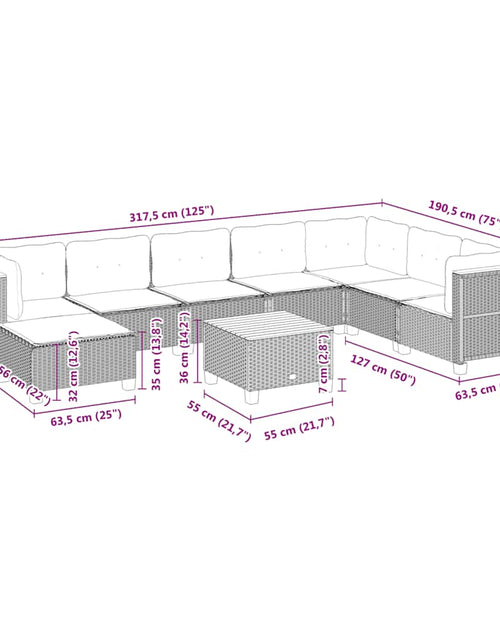 Încărcați imaginea în vizualizatorul Galerie, Set canapele de grădină, 9 piese, cu perne, bej, poliratan
