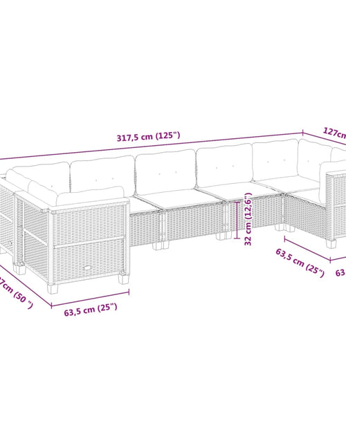 Загрузите изображение в средство просмотра галереи, Set canapele de grădină, 7 piese, cu perne, bej, poliratan
