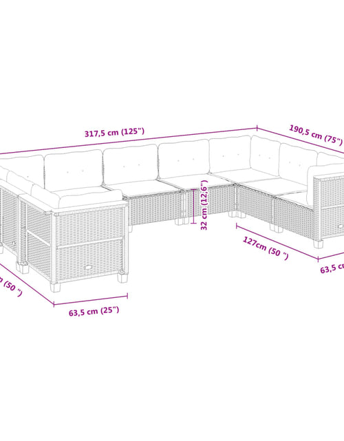Загрузите изображение в средство просмотра галереи, Set canapele de grădină, 9 piese, cu perne, bej, poliratan
